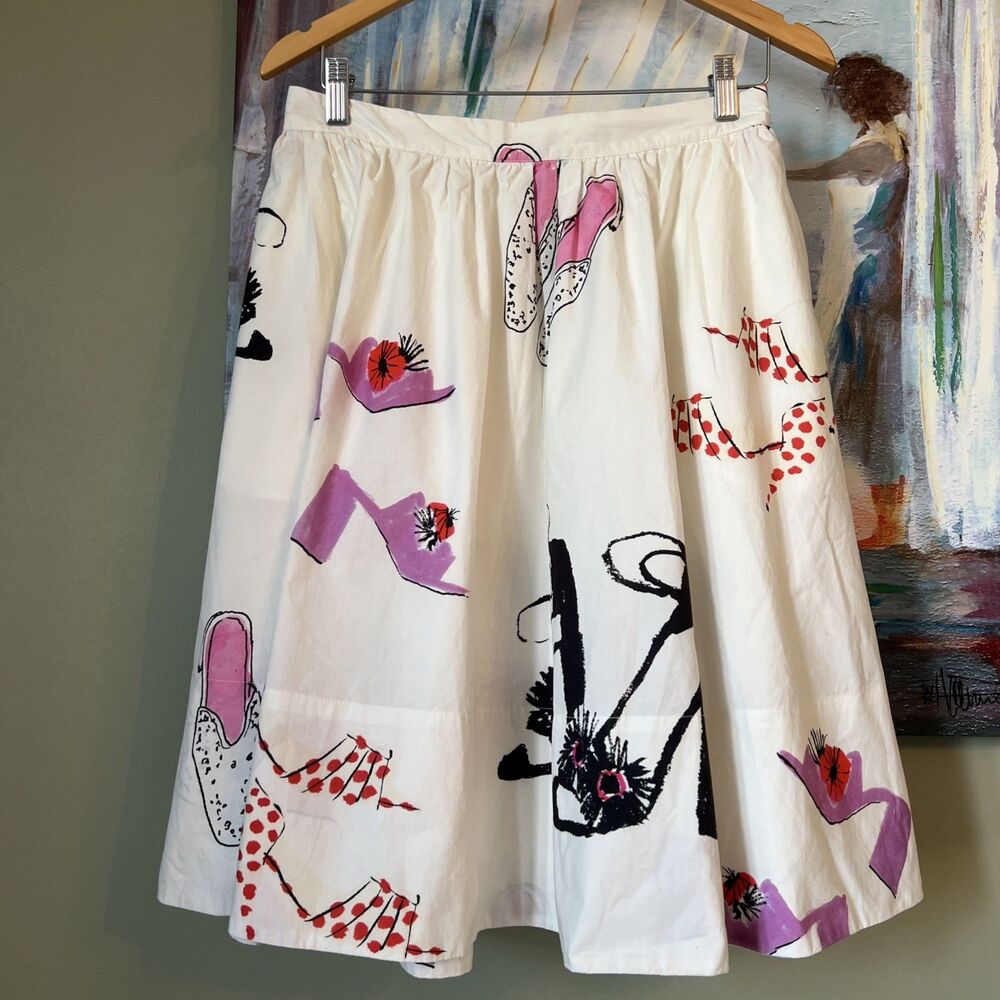 Anthropologie Maeve Artwork by Danielle Kroll Skirt Casual Party Sz M Cotton EUC